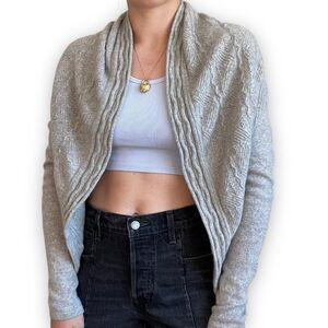 Womens 100% Cashmere Gray Soft Lightweight Cardigan Shrug Sz S